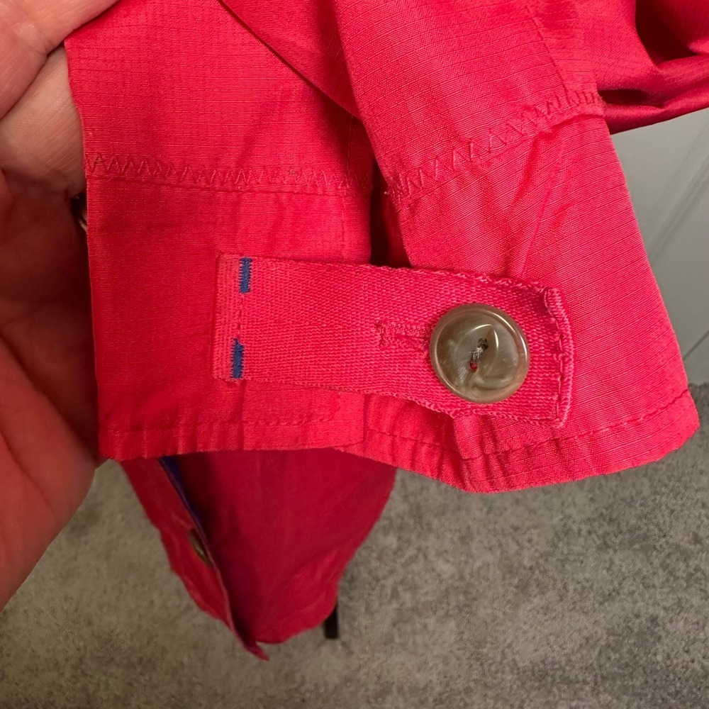Vintage Women's Red Hooded Rain Jacket Casual Lightweight Windbreaker - Picture 5 of 12